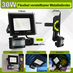 SWANEW 10-100W LED Strahler mit Bewegungsmelder, LED Fluter Kaltweiß Wandstrahler Außen IP66, Scheinwerfer,  Gartenlampe, Baustrahler (kein Stecker)