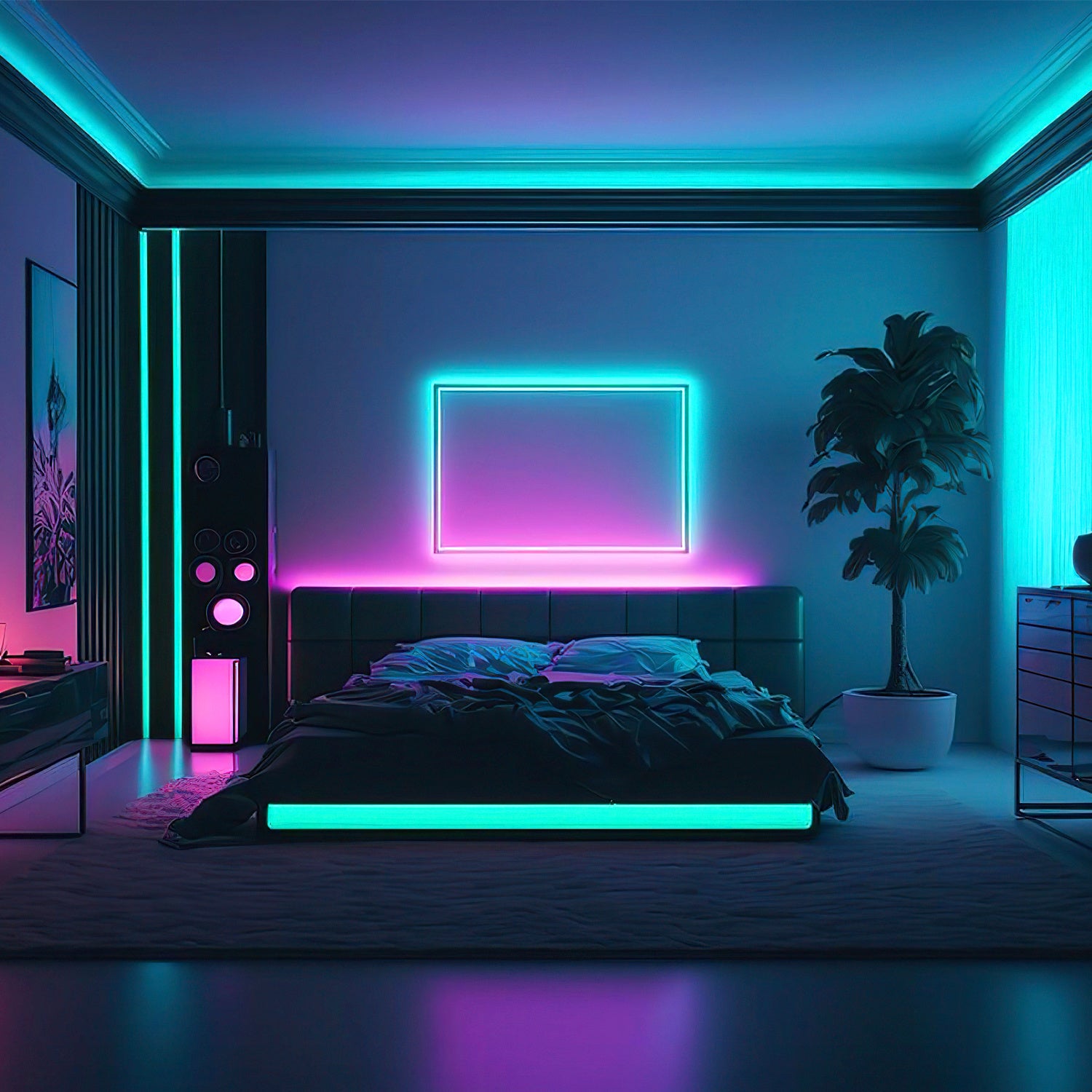 SWANEW Led Streifen RGB SMD 5050, LED Strip Selbstklebend, mit 24-Tasten-Fernbedienung, Dimmbar LED lichtband Leiste, für Zuhause, Partei