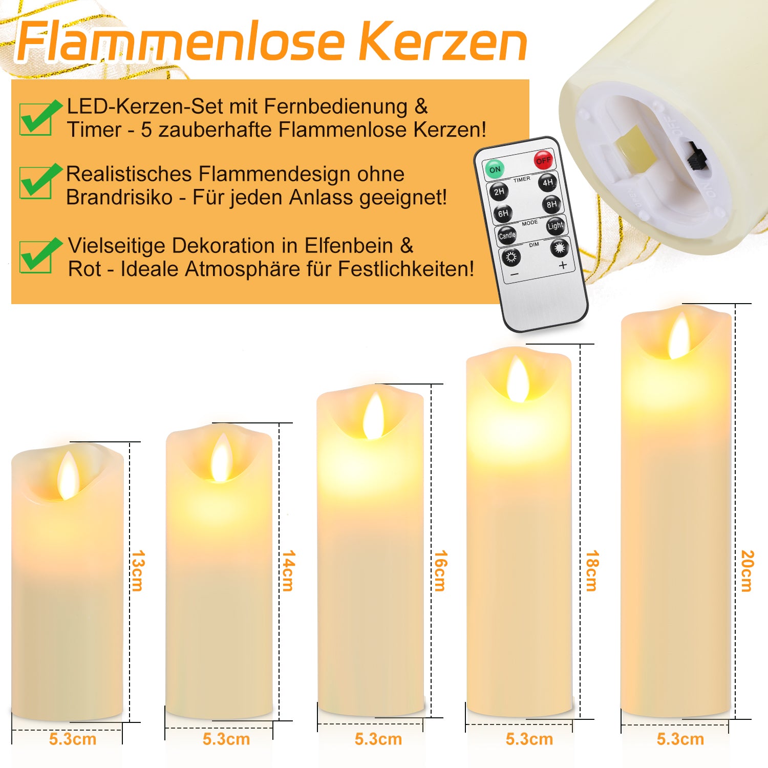 SWANEW Led Kerzen, Flackernde Kerzen Set, Mit Timerfunktion, Kerze Dekokerzen