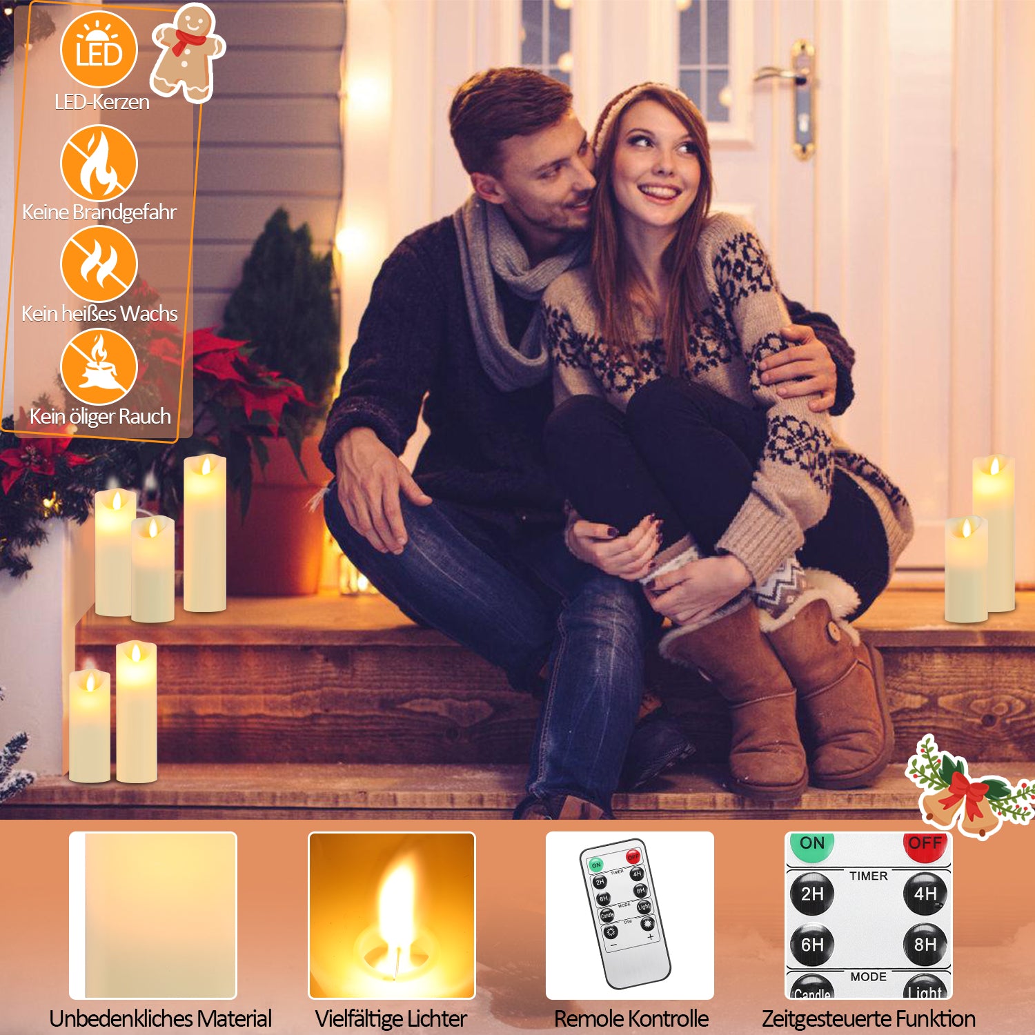 SWANEW Led Kerzen, Flackernde Kerzen Set, Mit Timerfunktion, Kerze Dekokerzen