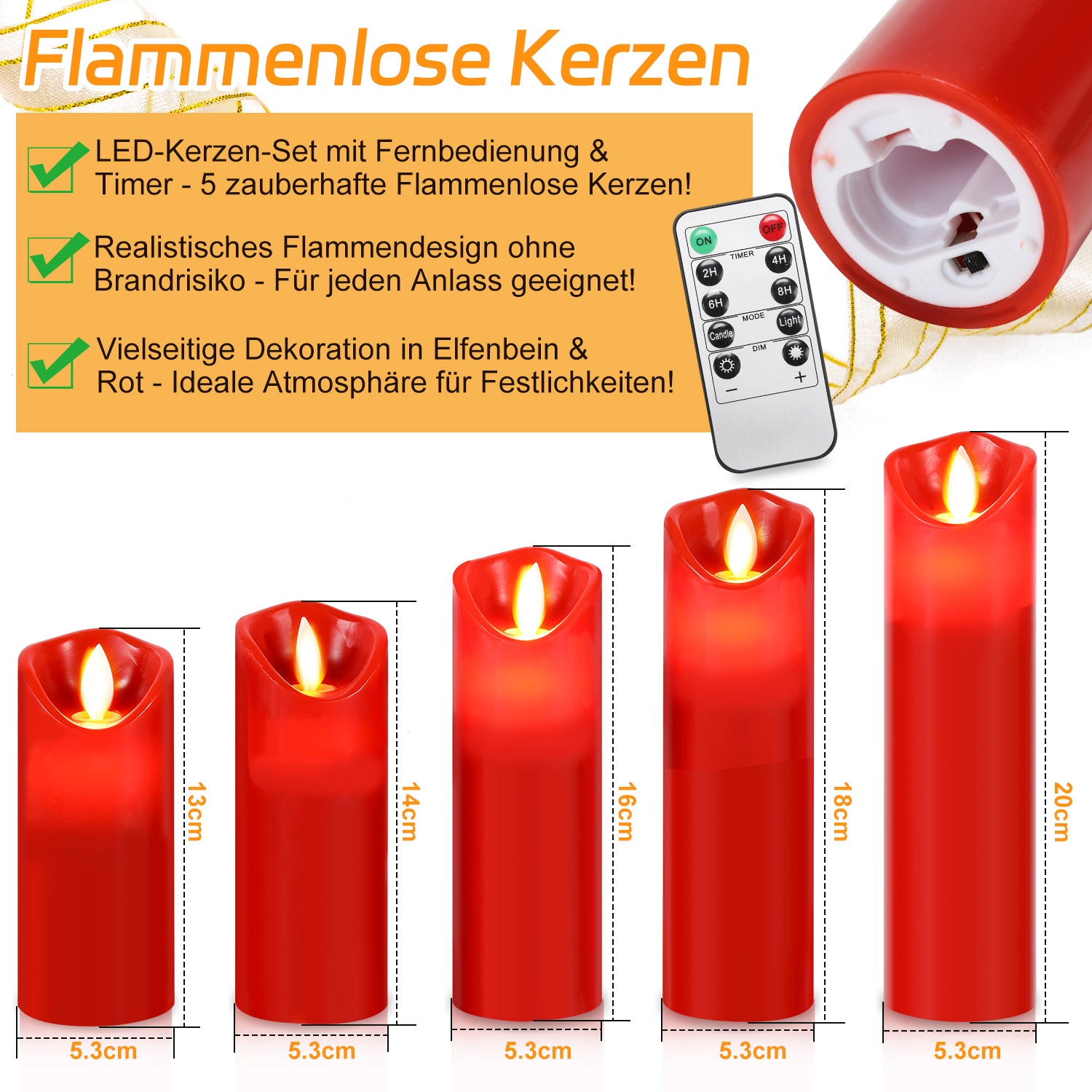 SWANEW Led Kerzen, Flackernde Kerzen Set, Mit Timerfunktion, Kerze Dekokerzen