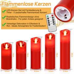 SWANEW Led Kerzen, Flackernde Kerzen Set, Mit Timerfunktion, Kerze Dekokerzen