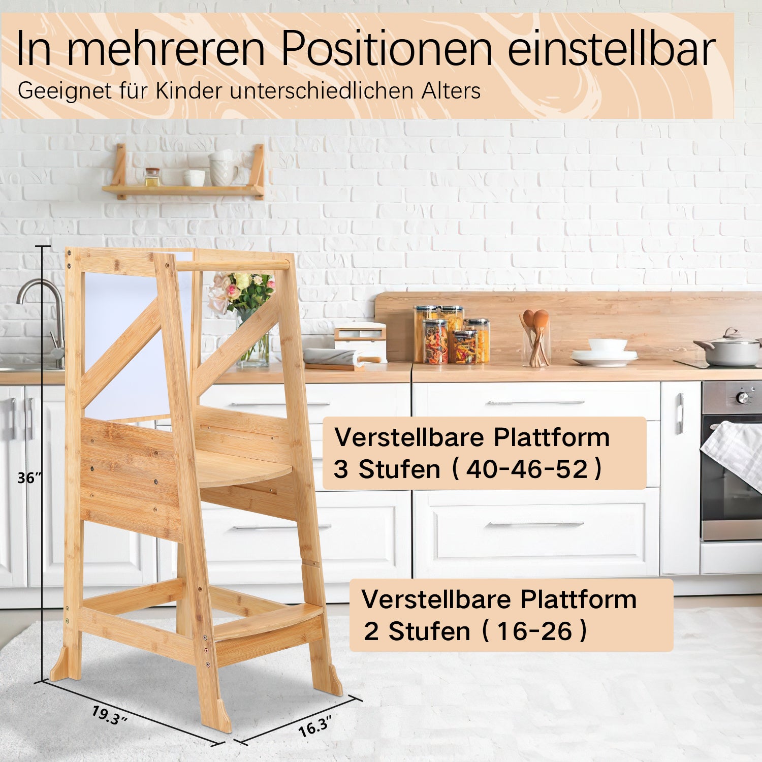 SWANEW Lernturm Holz, Kinderstuhl Stufen