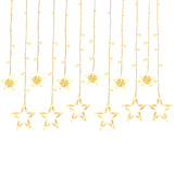 SWANEW LED Lichterkette, Warmweiß Lichterkettenvorhang, 2M 12 Sterne 138 LEDs, für Weihnachten Deko