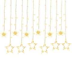 SWANEW LED Lichterkette, Warmweiß Lichterkettenvorhang, 2M 12 Sterne 138 LEDs, für Weihnachten Deko