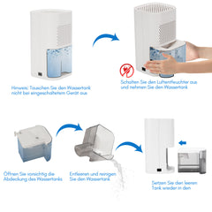 SWANEW Luftentfeuchter 850ml, Raumentfeuchter, Trockner, Luftreiniger Elektrisch