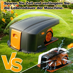 SWANEW Mähroboter Garage Hochklappbar, Rasenroboter Garage 70.5x57x33cm