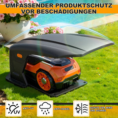 SWANEW Mähroboter Garage Hochklappbar, Rasenroboter Garage 70.5x57x33cm