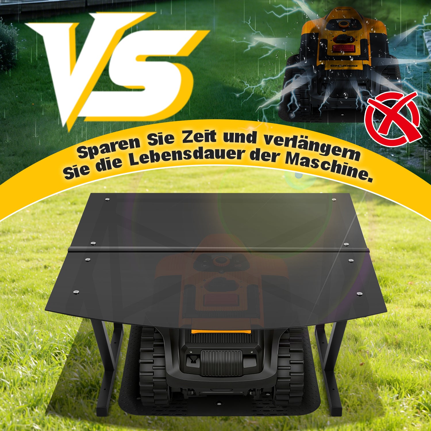 SWANEW Mähroboter Garage, Rasenroboter Garage aus Metall 77x67x40cm
