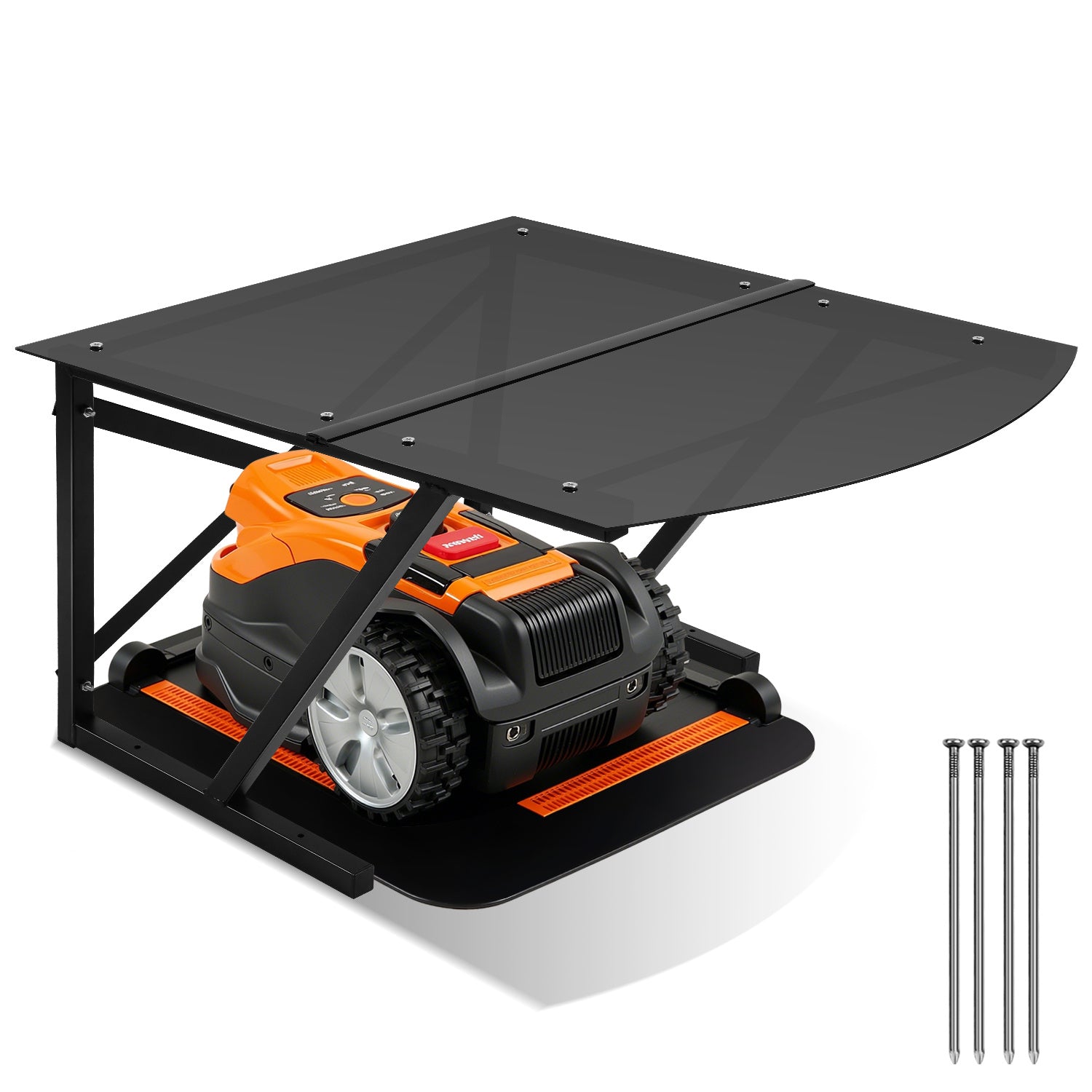 SWANEW Mähroboter Garage, Rasenroboter Garage aus Metall 77x67x40cm