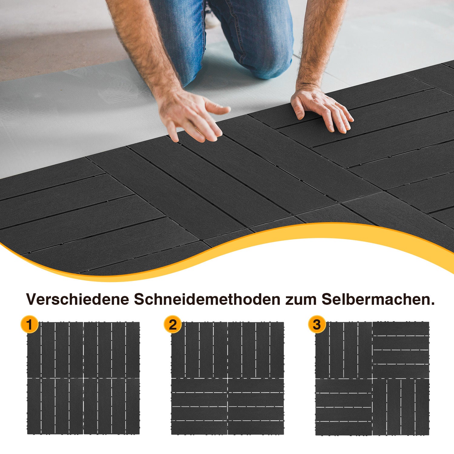 SWANEW 30x30cm PP Terrassenfliesen, Klickfliesen 450 kg/m² belastbar