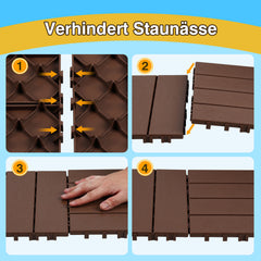 SWANEW 30x30cm PP Terrassenfliesen, Klickfliesen 450 kg/m² belastbar