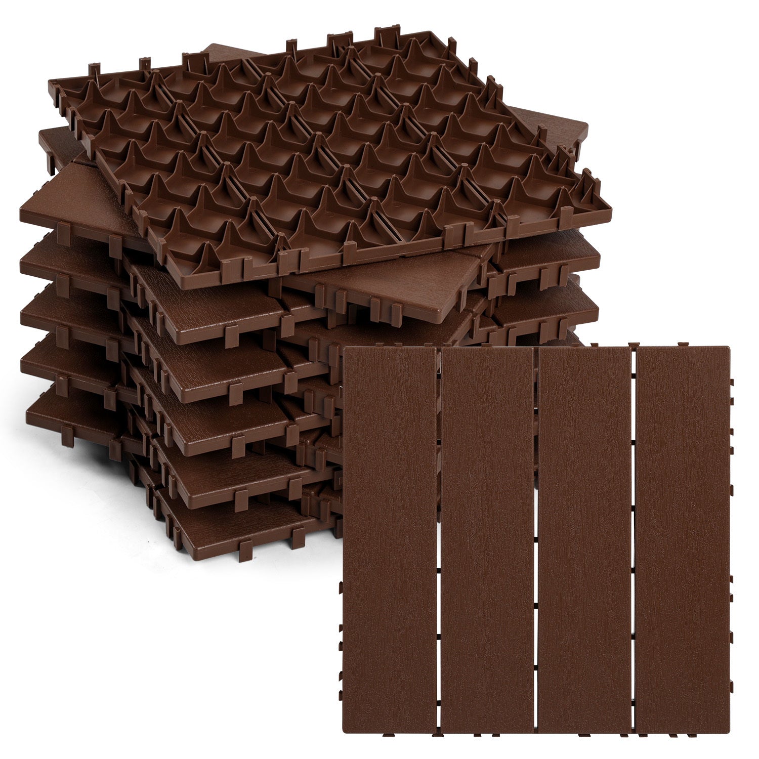 SWANEW 30x30cm PP Terrassenfliesen, Klickfliesen 450 kg/m² belastbar