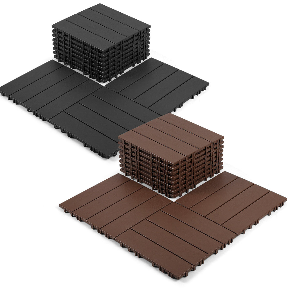 SWANEW 30x30cm PP Terrassenfliesen, Klickfliesen 450 kg/m² belastbar