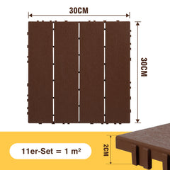 SWANEW 30x30cm PP Terrassenfliesen, Klickfliesen 450 kg/m² belastbar
