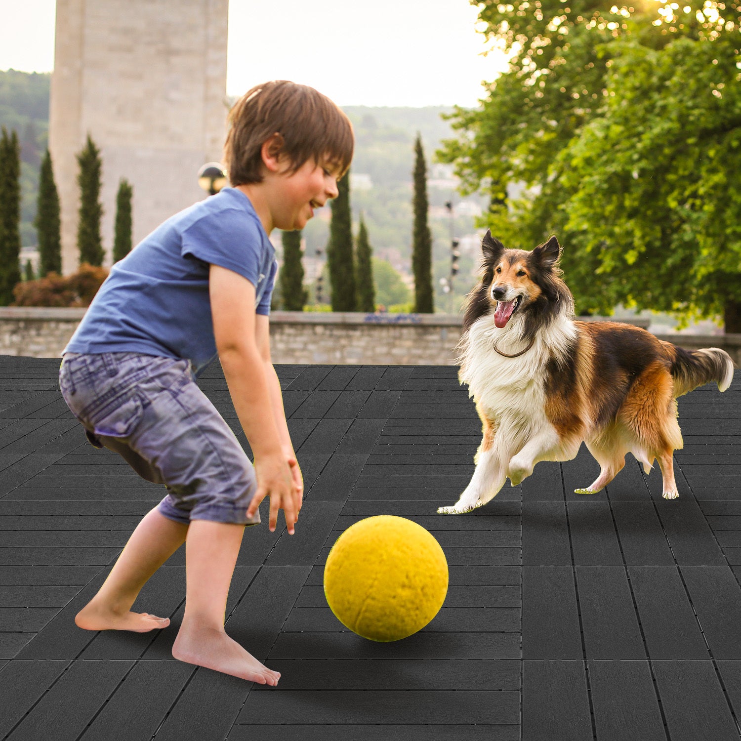SWANEW 30x30cm PP Terrassenfliesen, Klickfliesen 450 kg/m² belastbar
