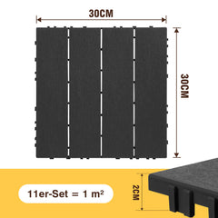 SWANEW 30x30cm PP Terrassenfliesen, Klickfliesen 450 kg/m² belastbar