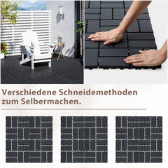 SWANEW PP Terrassenfliesen 30x30cm, Kunststoff-Bodenbelag, mit Klicksystem
