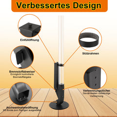 SWANEW Pelletfackel Feuerrohr, Stahl Pelletbrenner, mit 100 cm Borosilikatglas, Ambiente Feuersäule