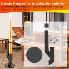 SWANEW Pelletfackel Feuerrohr, Stahl Pelletbrenner, mit 100 cm Borosilikatglas, Ambiente Feuersäule