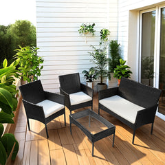 SWANEW Polyrattan Balkonmöbel Set 4-teilig, Gartenmöbel Set