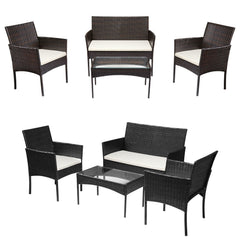 SWANEW Polyrattan Balkonmöbel Set 4-teilig, Gartenmöbel Set