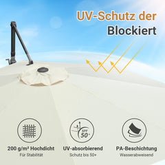 SWANEW Sonnenschirm Ampelschirm Ø 300 cm mit 28 LED, Terrassenschirm Rund Wasserdicht