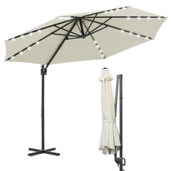 SWANEW Sonnenschirm Ampelschirm Ø 300 cm mit 28 LED, Terrassenschirm Rund Wasserdicht