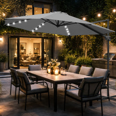 SWANEW Sonnenschirm Ampelschirm Ø 300 cm mit 28 LED, Terrassenschirm Rund Wasserdicht