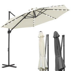 SWANEW Sonnenschirm Ampelschirm Ø 300 cm mit 28 LED, Terrassenschirm Rund Wasserdicht