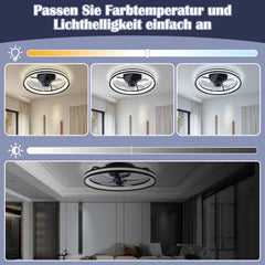 SWANEW Deckenventilator Mit Beleuchtung Dimmbar Ventilator Ø50cm, Fernbedienung/APP-Steuerung, 6 Windstufen, Deckenleuchte mit Ventilator