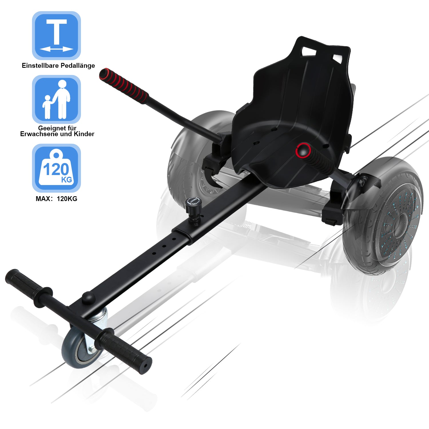 SWANEW Hoverboard Sitz, Kart Hoverboard mit Sitz verstellbarer für 6.5-10 Zoll, Sitzscooter Kartsitz