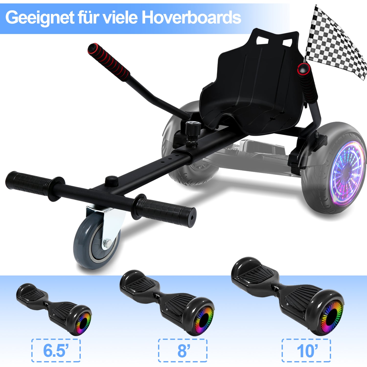 SWANEW Hoverboard Sitz, Kart Hoverboard mit Sitz verstellbarer für 6.5-10 Zoll, Sitzscooter Kartsitz