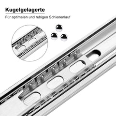 SWANEW Schubladenschienen 250 - 550 mm, Schubladen  Schienensystem mit Selbsteinzug, Teleskopschiene vollauszug Schubladenauszüg, Kugelführung, Tragkraft 35 Kg