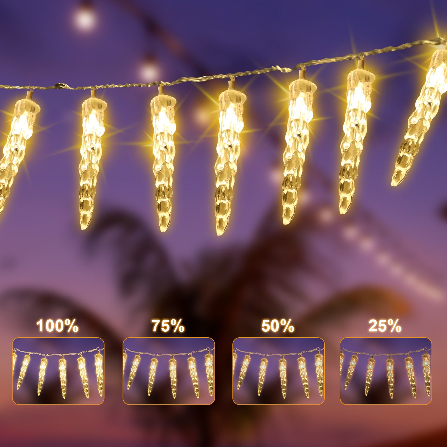 SWANEW Solar Eiszapfen Lichterkette, Eisregen Licht,IP44 Außen Fensterbeleuchtung, Weihnachtsdeko