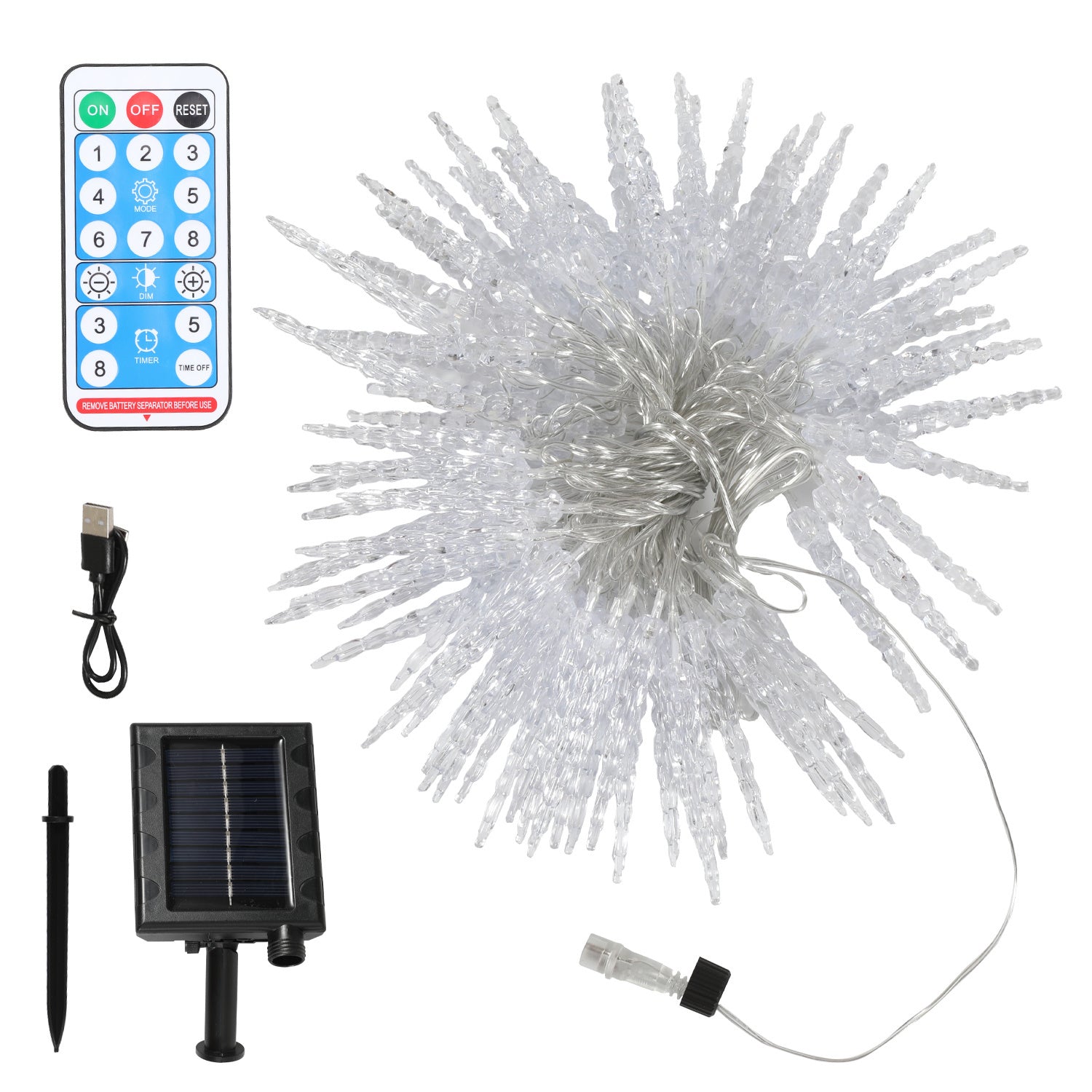 SWANEW Solar Eiszapfen Lichterkette, Eisregen Licht,IP44 Außen Fensterbeleuchtung, Weihnachtsdeko