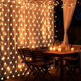 SWANEW Solar LED Lichternetz, IP44 LED Lichterkette, Lichtervorhang für Fenster Garten
