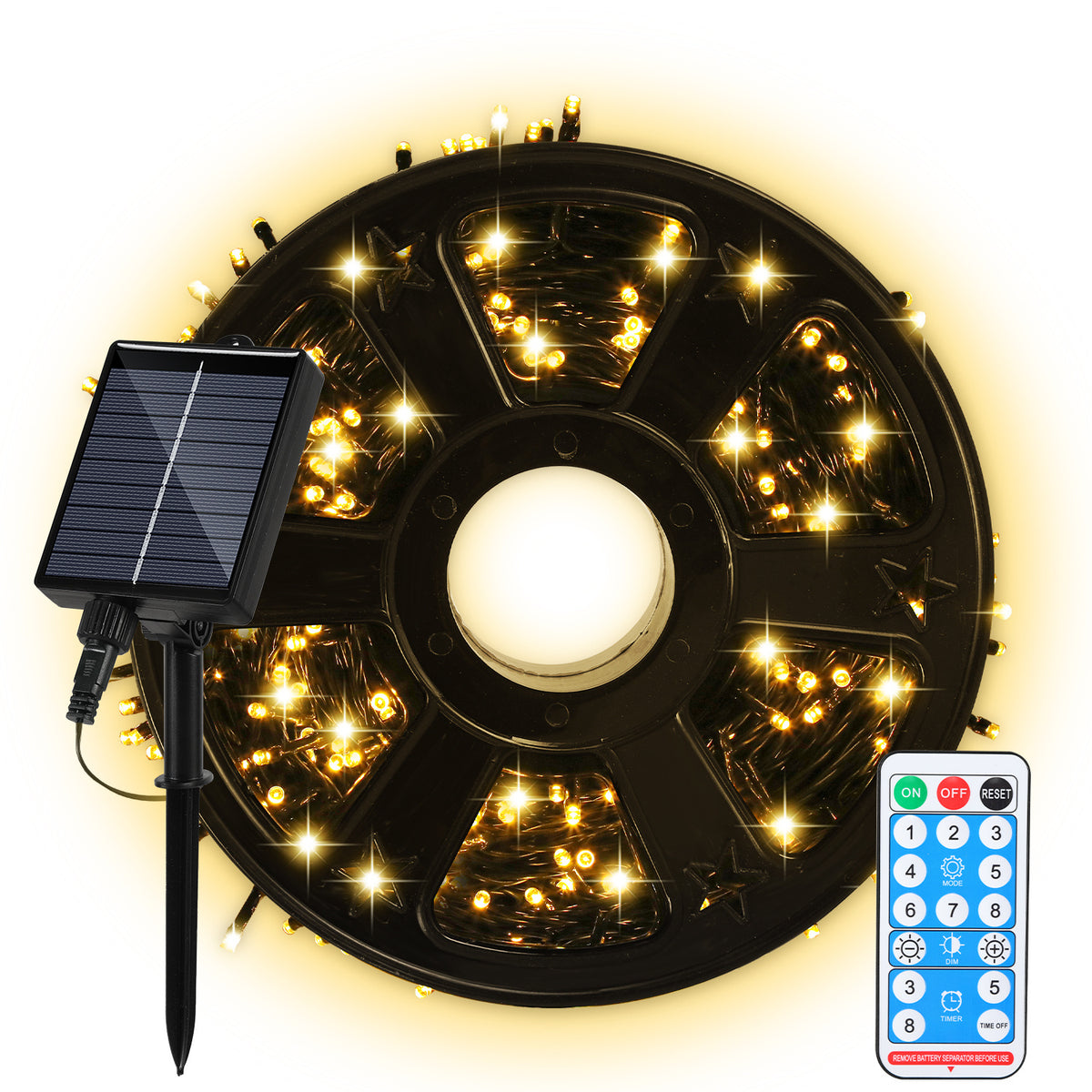 SWANEW Solar Lichterkette Außen, LED Solarlampe, USB & Solar Ladefunktion, Weihnachtsdeko