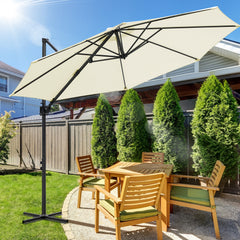 SWANEW  Sonnenschirm Ø 300 cm, Ampelschirm Rund, Marktschirm Groß 360° Rotation, für Gärten, Terrassen