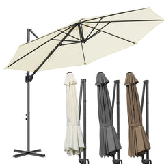 SWANEW  Sonnenschirm Ø 300 cm, Ampelschirm Rund, Marktschirm Groß 360° Rotation, für Gärten, Terrassen