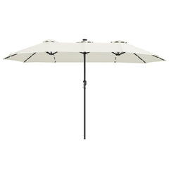 SWANEW Sonnenschirm mit Kurbel und LED Solar,  Doppelsonnenschirm, ohne Ständer, UV-Schutz 50+