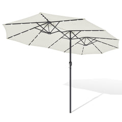 SWANEW Sonnenschirm mit Kurbel und LED Solar,  Doppelsonnenschirm, ohne Ständer, UV-Schutz 50+
