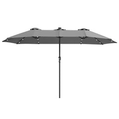 SWANEW Sonnenschirm mit Kurbel und LED Solar,  Doppelsonnenschirm, ohne Ständer, UV-Schutz 50+