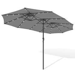 SWANEW Sonnenschirm mit Kurbel und LED Solar,  Doppelsonnenschirm, ohne Ständer, UV-Schutz 50+