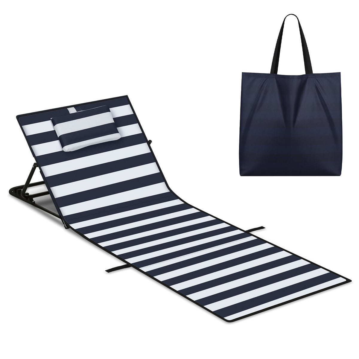 SWANEW Strandmatte mit Rückenlehne 158 cm, Strandliege Klappbar