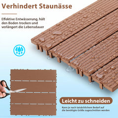 SWANEW 30x30cm PP Terrassenfliesen, Klickfliesen 450 kg/m² belastbar