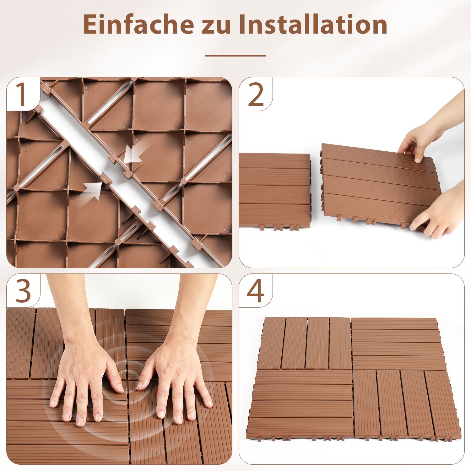 SWANEW PP Balkonfliesen Set 30x30cm, Terrassenfliesen, Klickfliesen