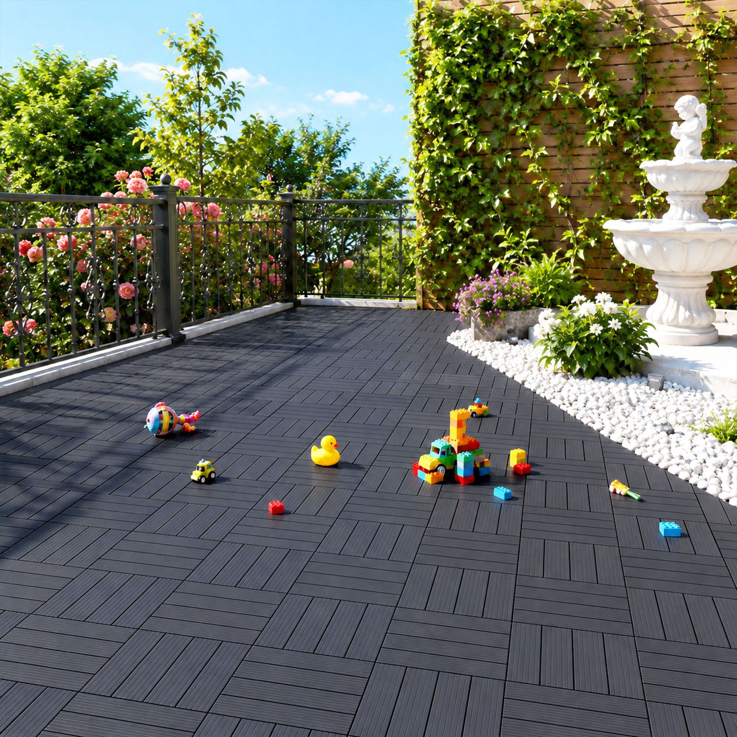 SWANEW PP Balkonfliesen Set 30x30cm, Terrassenfliesen, Klickfliesen