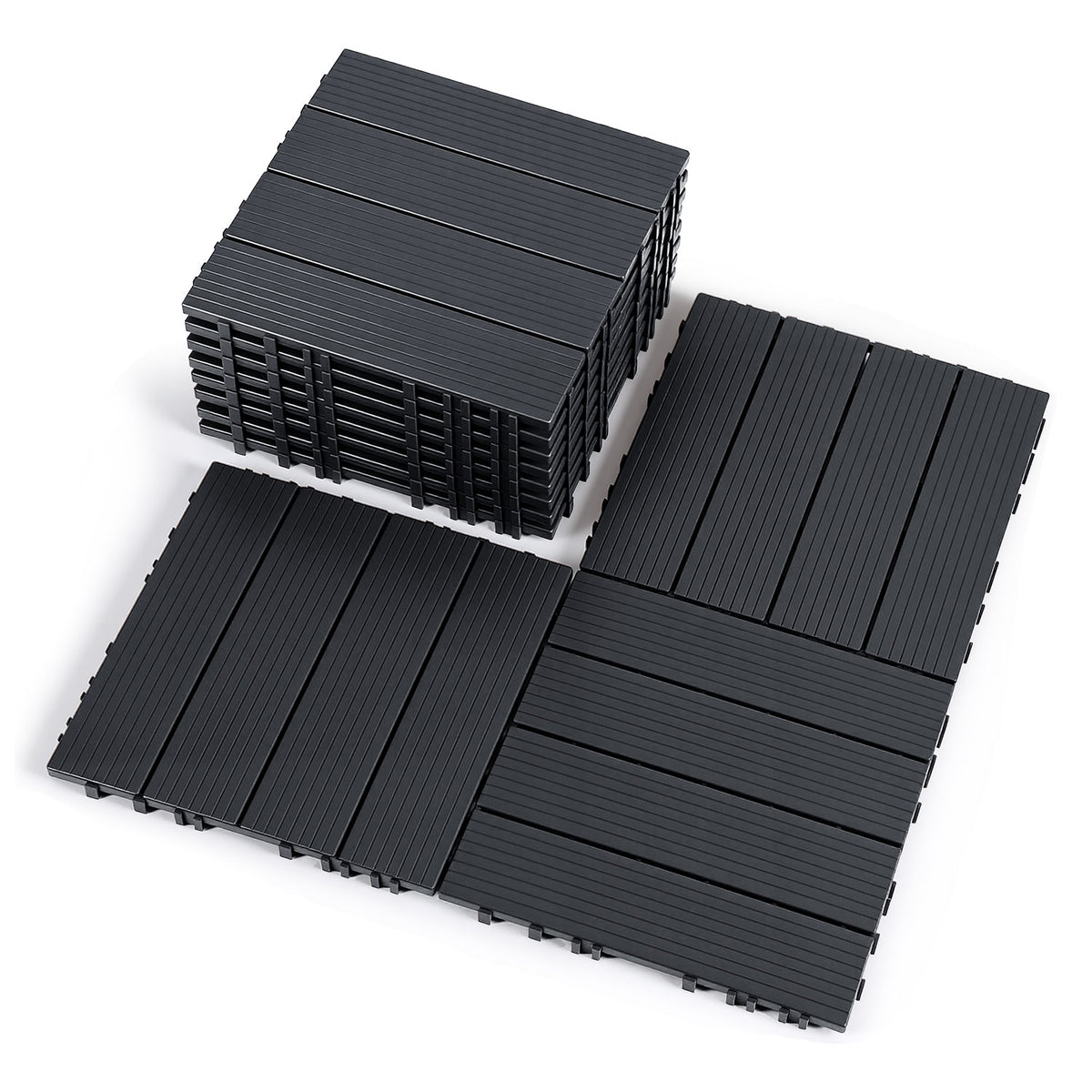 SWANEW 30x30cm PP Terrassenfliesen, Klickfliesen 450 kg/m² belastbar