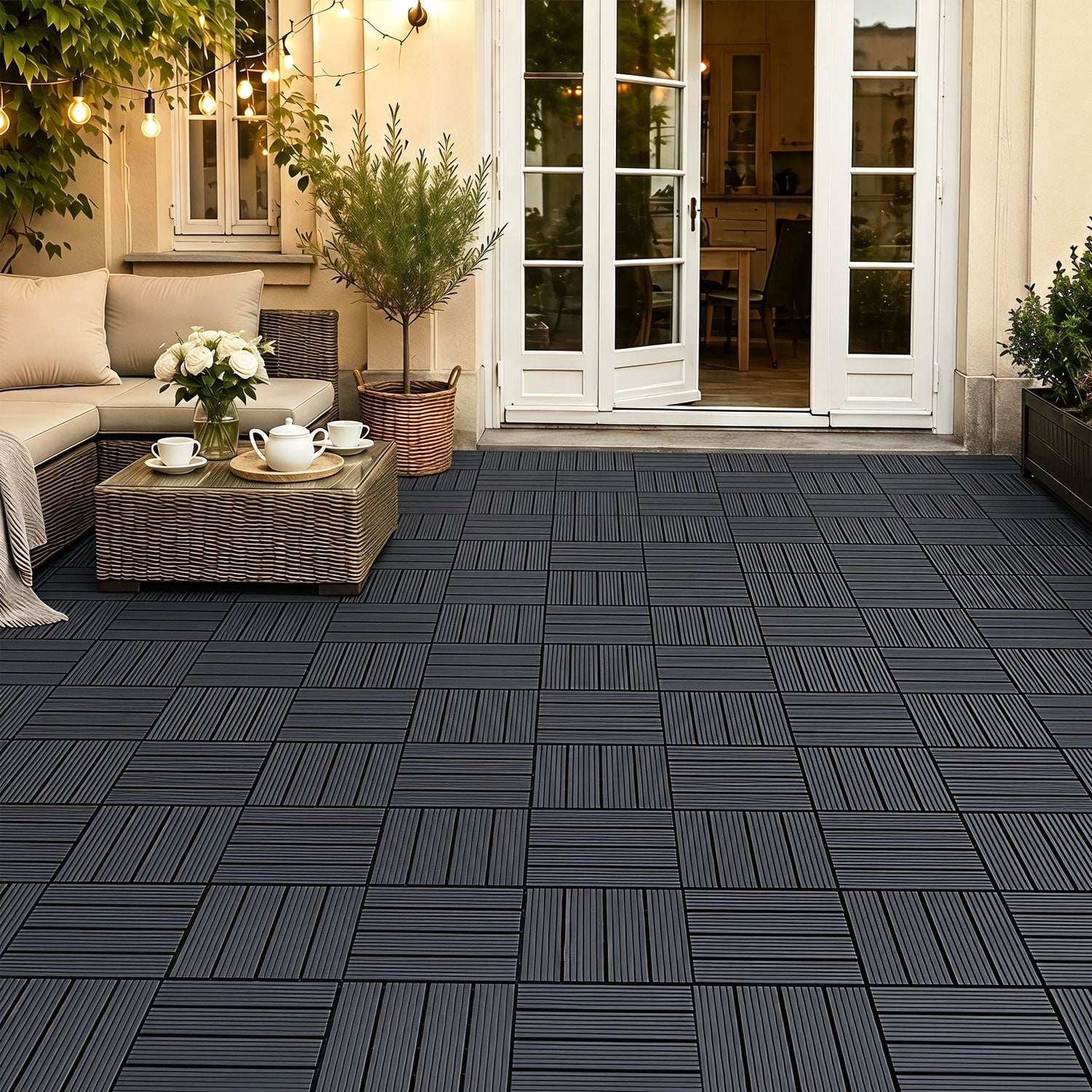 SWANEW PP Balkonfliesen Set 30x30cm, Terrassenfliesen, Klickfliesen